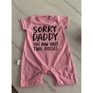 Funny Baby Pink Romper With "Sorry Daddy You Now Have Two Bosses" Text